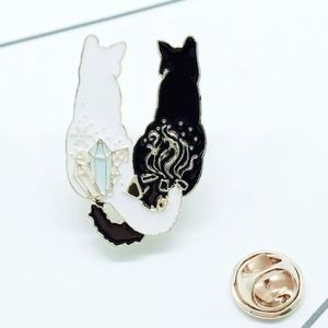 New cute cat back brooch/ Pin black cat white cat